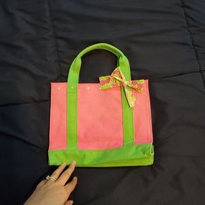 Pink and green purse